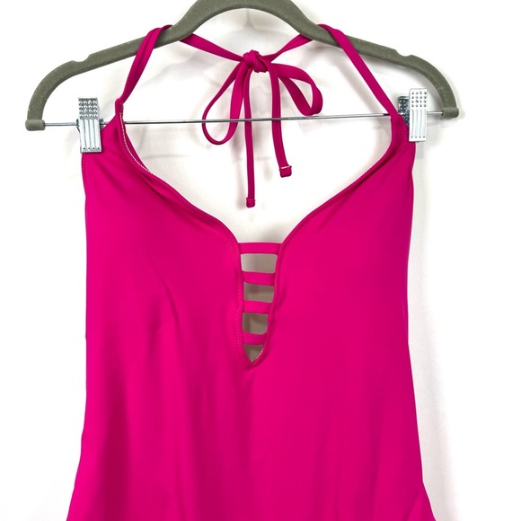 La Blanca Women’s Sz 14 Fuchsia Island Goddess Keyhole Halter One Piece Swimsuit - Picture 5 of 14